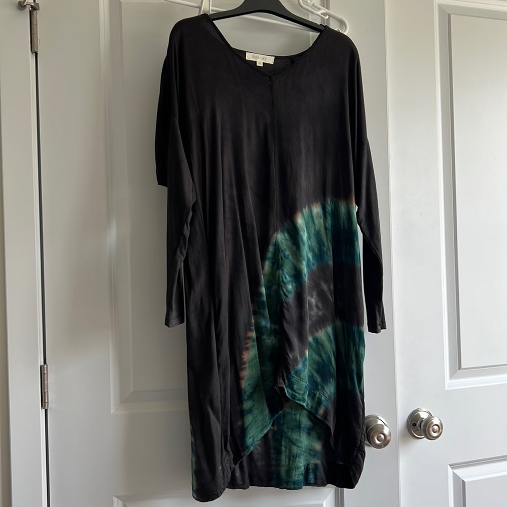 Black silk tye dye dress size xs